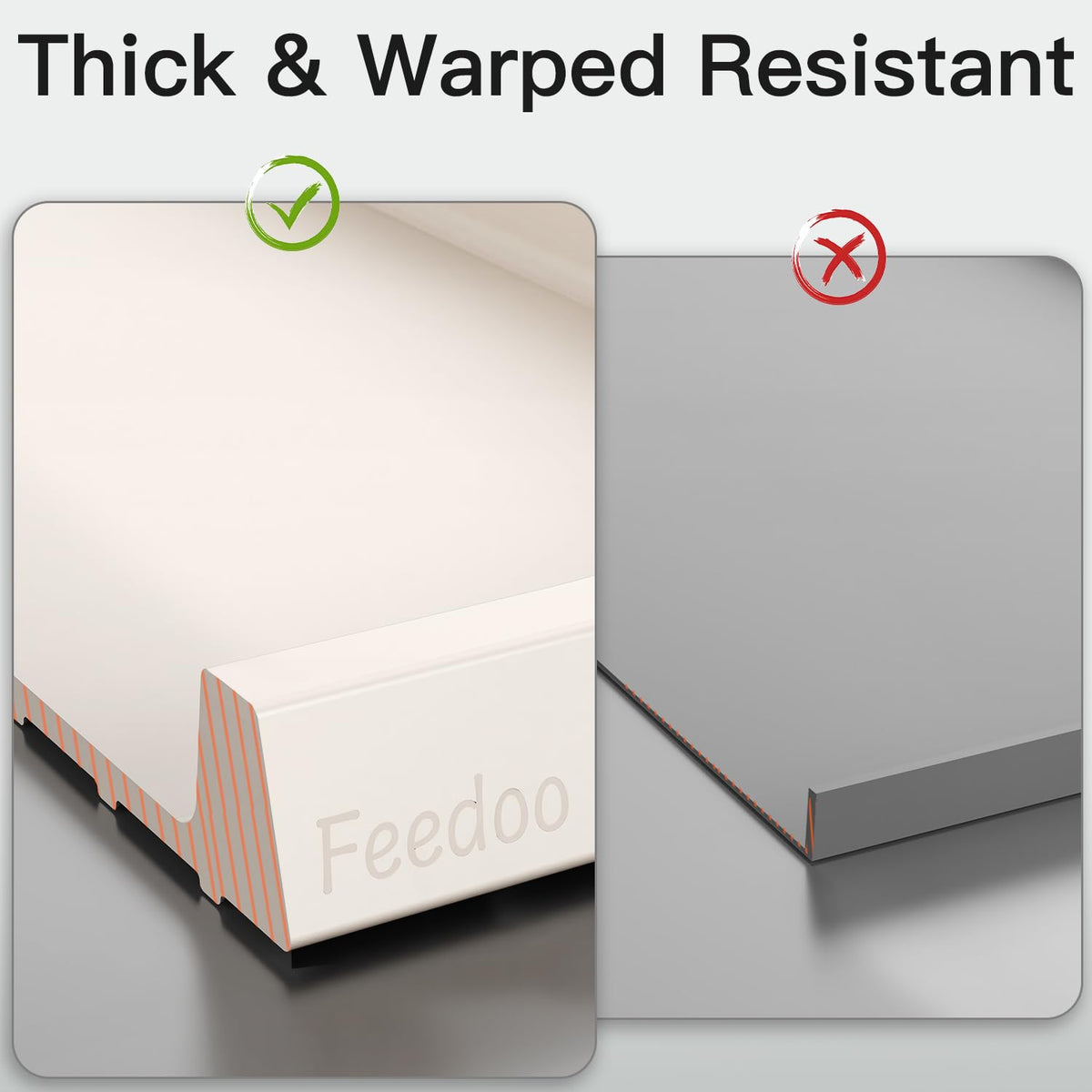 Pet Feeding Mat [Warped Resistant Raised Edge] (28.5"L x 16.5"W / Sand White)