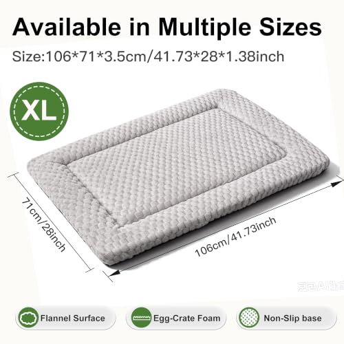 Dog Bed Mat Soft & Comfortable Dog Kennel Pad for Crate (XL(42"*28"*1.5") / Light Gray-1pc)
