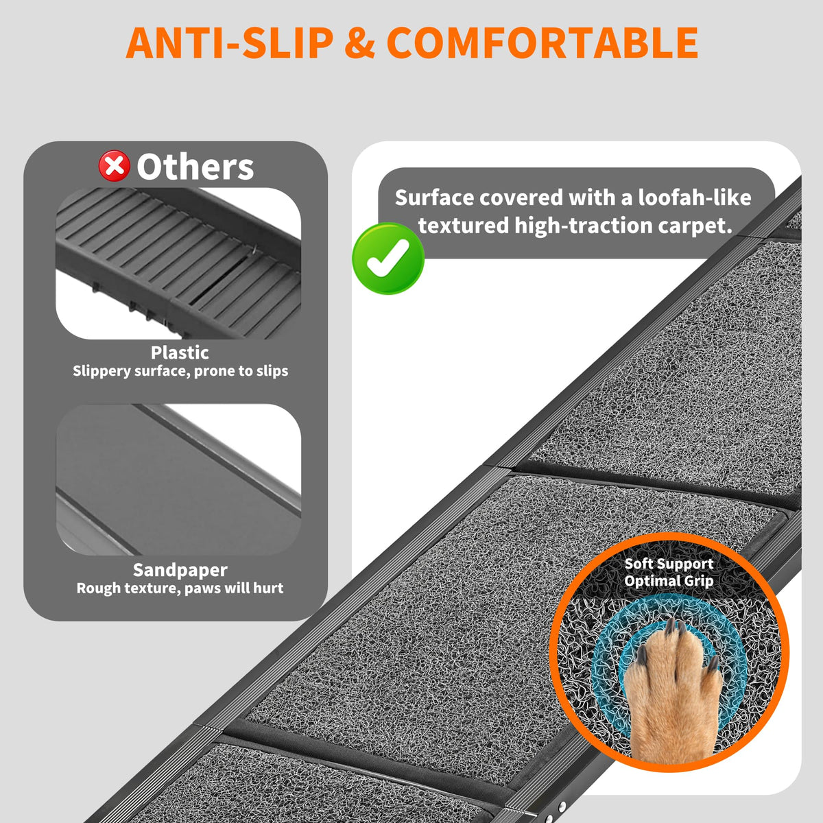 Dog Ramp for Large Dogs (Upgraded 71" L x 17.3" W)