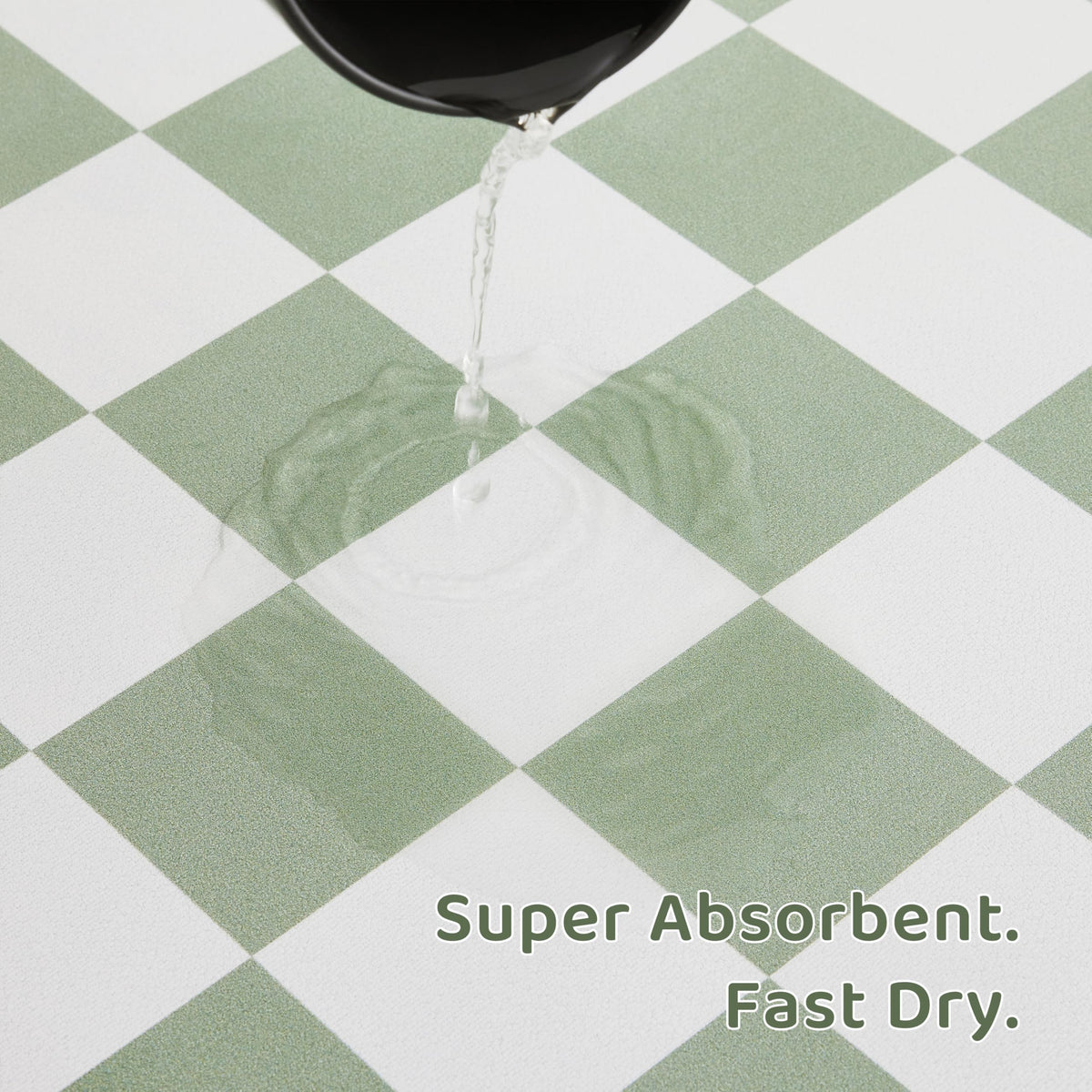 Checkered Dog Feeding Mat (19"L x 12"W / Sage)