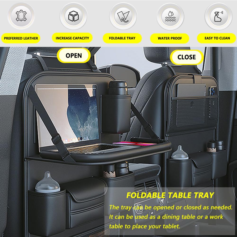 Car Backseat Storage Bag with Foldable Table Tray (Style B)