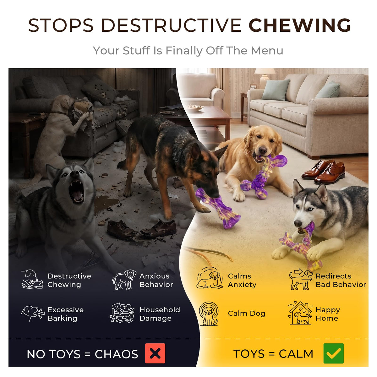 3 Pack Chicken Flavored Tough Dog Chew Toys for Aggressive Chewers
