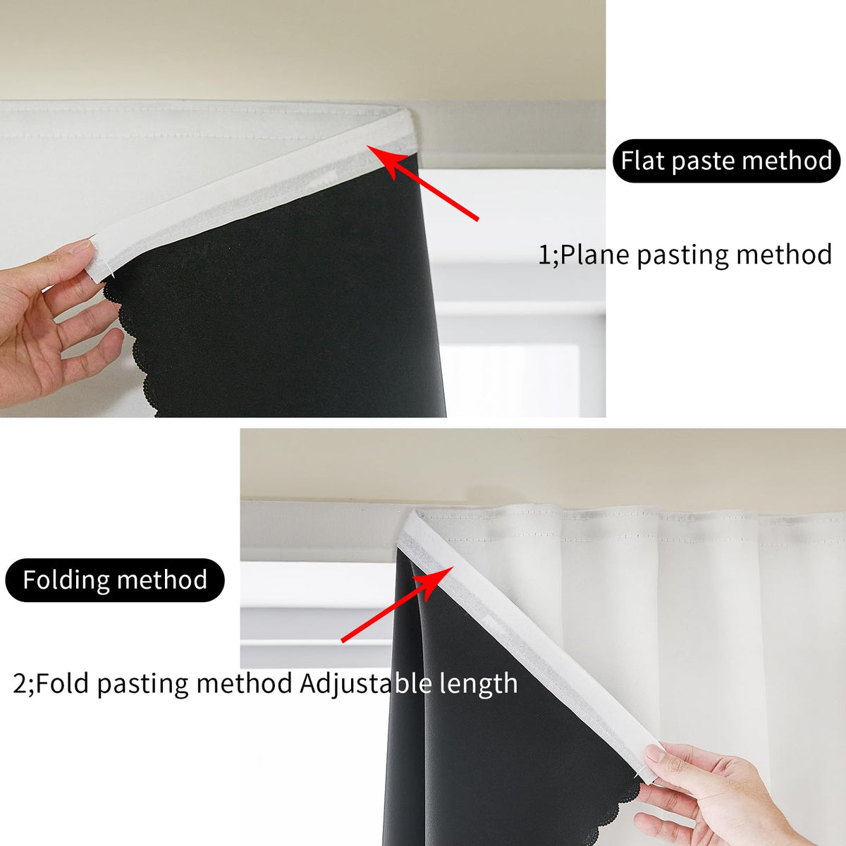 100% Blackout Self Adhesive Curtains Small Window Short Temporary Black Out Curtains Easy to Install Used for Bedroom Kitchen Window Cover (White/ Thickened / 35"W x 54"L (Pack of 1))
