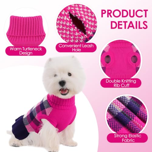 Dog Sweater Dress Plaid Knitwear for Large Dogs Girl Christmas Clothes (Navy / X-Large)