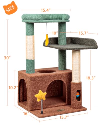 Small Cat Tree for Kittens (Olive Green / Small 30")