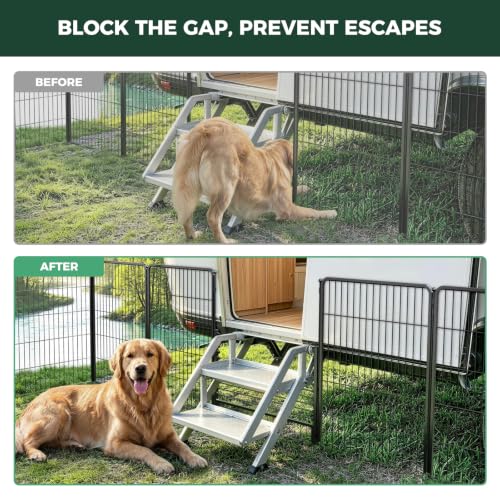 Rollick Dog Playpen with RV Step Grid for RV Camping (Black / 40"H)