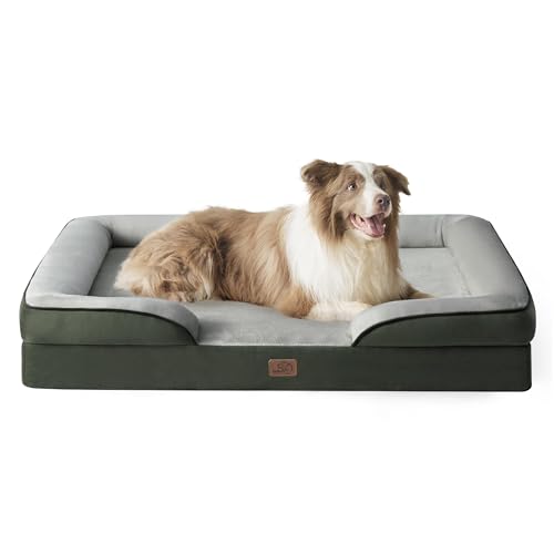 Orthopedic Dog Beds Large Sized Dog Washable Original Design (Dark Green / 38"l X 28"w X 6.5"th)