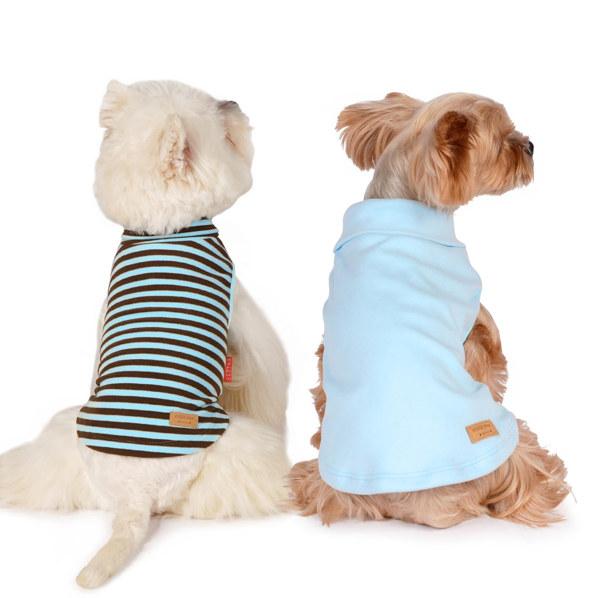 2Pack Dog Sweater for Small Dogs Soft Pet Coats Fleece Sweatshirt (Large (12-18lbs) / 6# Stripe+blue)