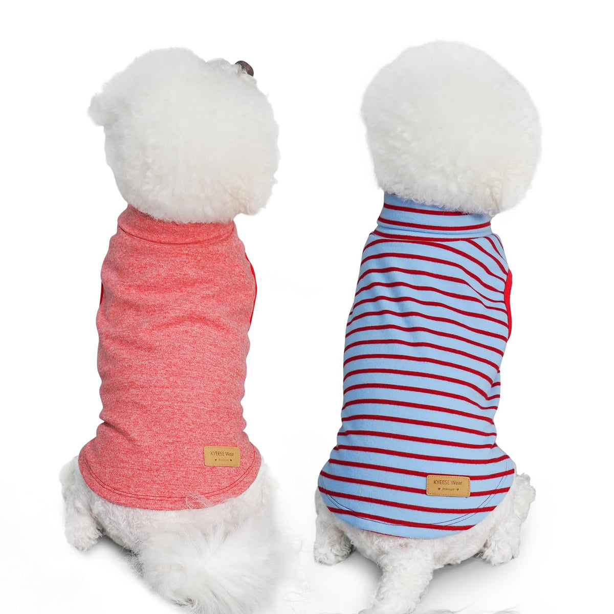 2Pack Dog Sweater for Small Dogs Soft Pet Coats Fleece Sweatshirt (Medium (7-11lbs) / 7# Stripe+red)