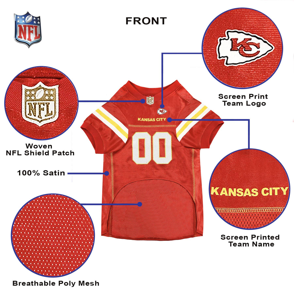NFL Kansas City Chiefs Dog Jersey (Kansas City Chiefs / Small)