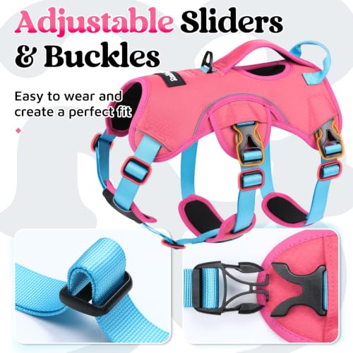 Escape Proof Dog Harness for Large (Sky & Peach & Rose / Large)