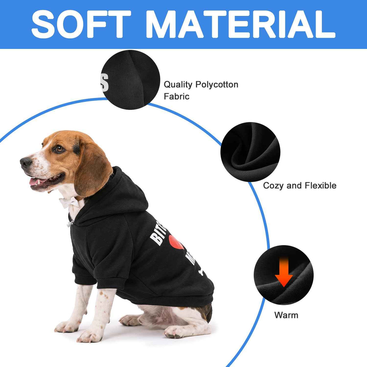 Dog Basic Hoodie Soft Dog Clothes Cold Weather Sweaters for Medium Large Dogs Cozy Fabric Warm Sweatshirt with Leash Hole for Boys (B LOVE ME / S(Back: 12.6",Chest:18.11", 5-10 lbs))