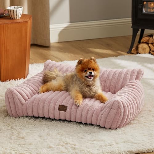 ComfyFleece® Shown on TV Fluffy Dog Couch for Pets (30x20x10" / Blush Pink)