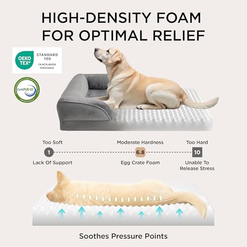 Orthopedic Dog Beds Large Sized Dog Washable Original Design (Ember Clay / 38"l X 28"w X 6.5"th)