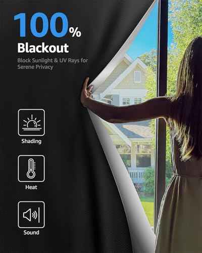 Blackout Curtains Portable 12”x36” No Drill Black Out Window Cover (Black / 12"W x 36"L (Pack of 1))