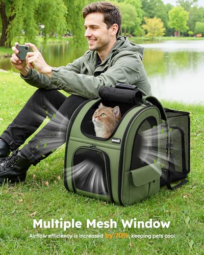 Pet Backpack Expandable (Geen / 12.6"L x 10.2"W x 16.5"H)