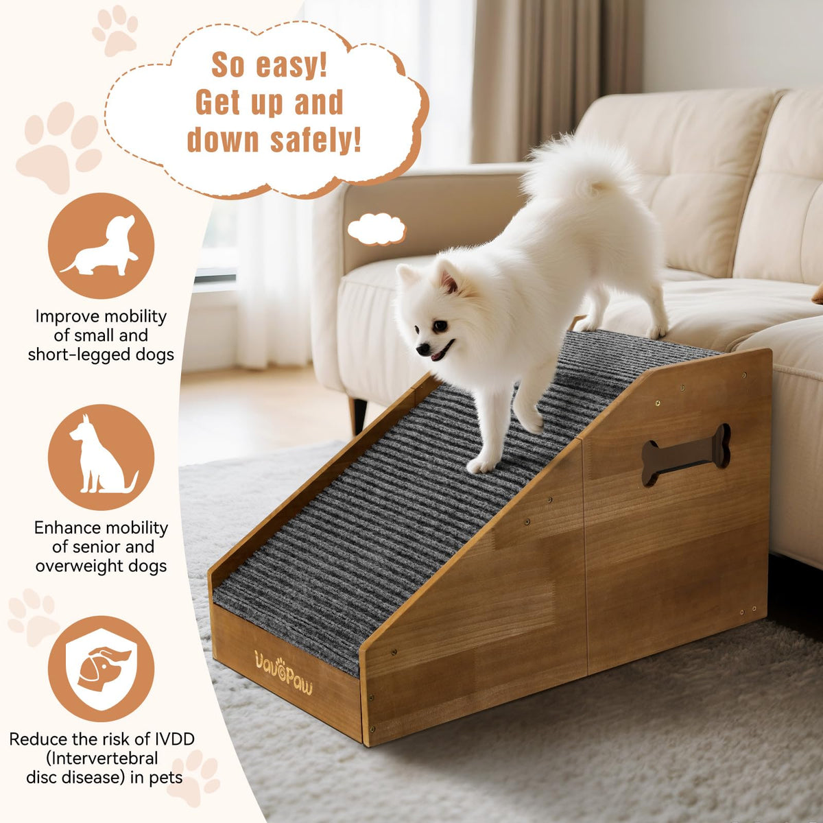 Dog Ramp for Small Dogs with Non (Walnut)