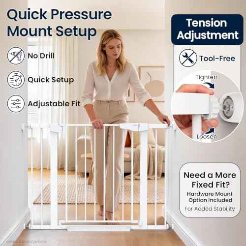 30 43" Baby Gate for Doorways (White / 30"-43" W x 30.5" H)