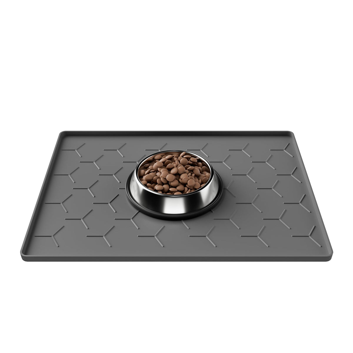 Silicone Dog Cat Food Bowl Mat (S-16''X12'' / Dark Gray)