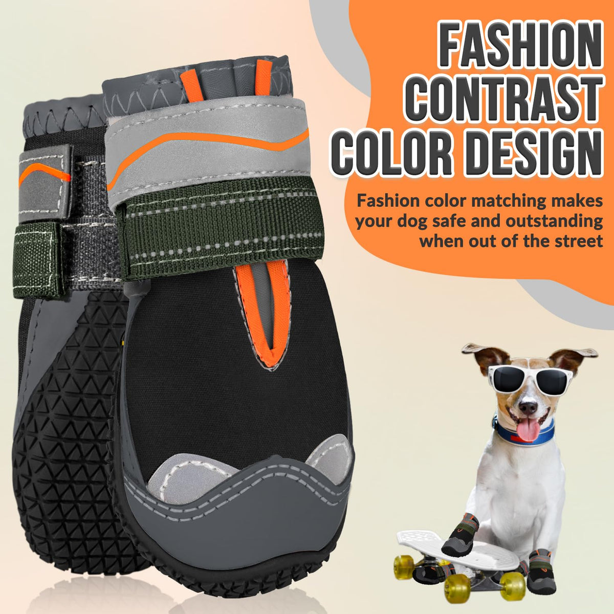Dog Shoes for Large Small Medium Dogs (Black / #5 (Width 2.4 inch) for 40-58 lbs)