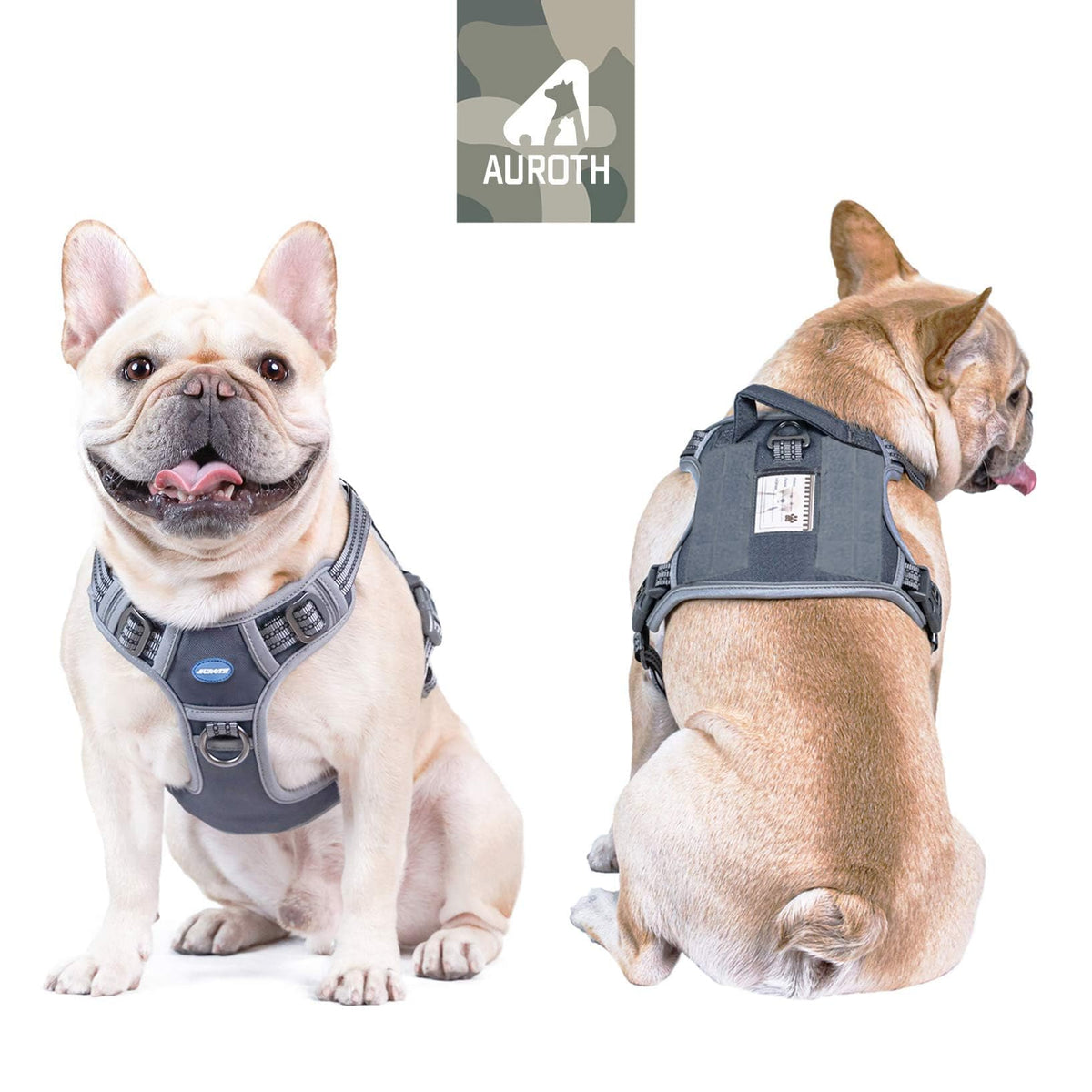 Dog Harness for Small Medium Dogs (Grey / S(Neck:14-21",Chest:20-31"),18-35 lbs)