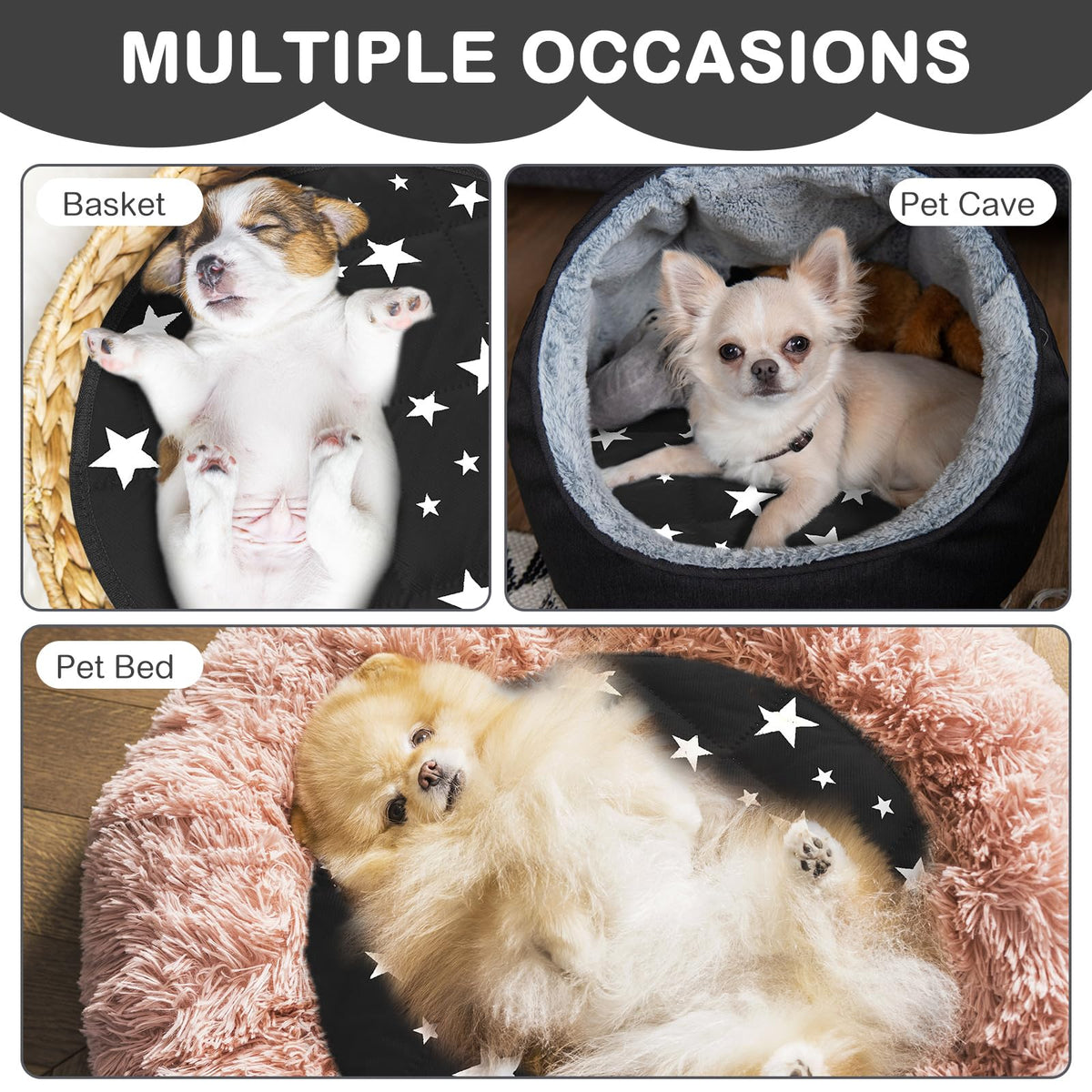 4 Pack Self Warming Cat Bed (Black / 16'' / Round)