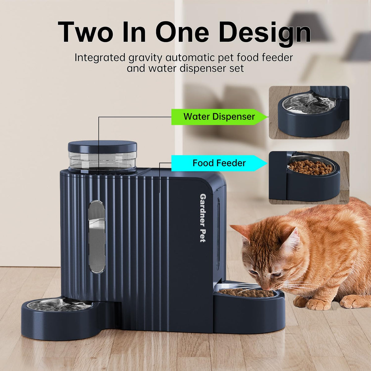 Gravity Automatic Cat Feeder (Large (0.8 Gallon x 2) / Dark Blue)
