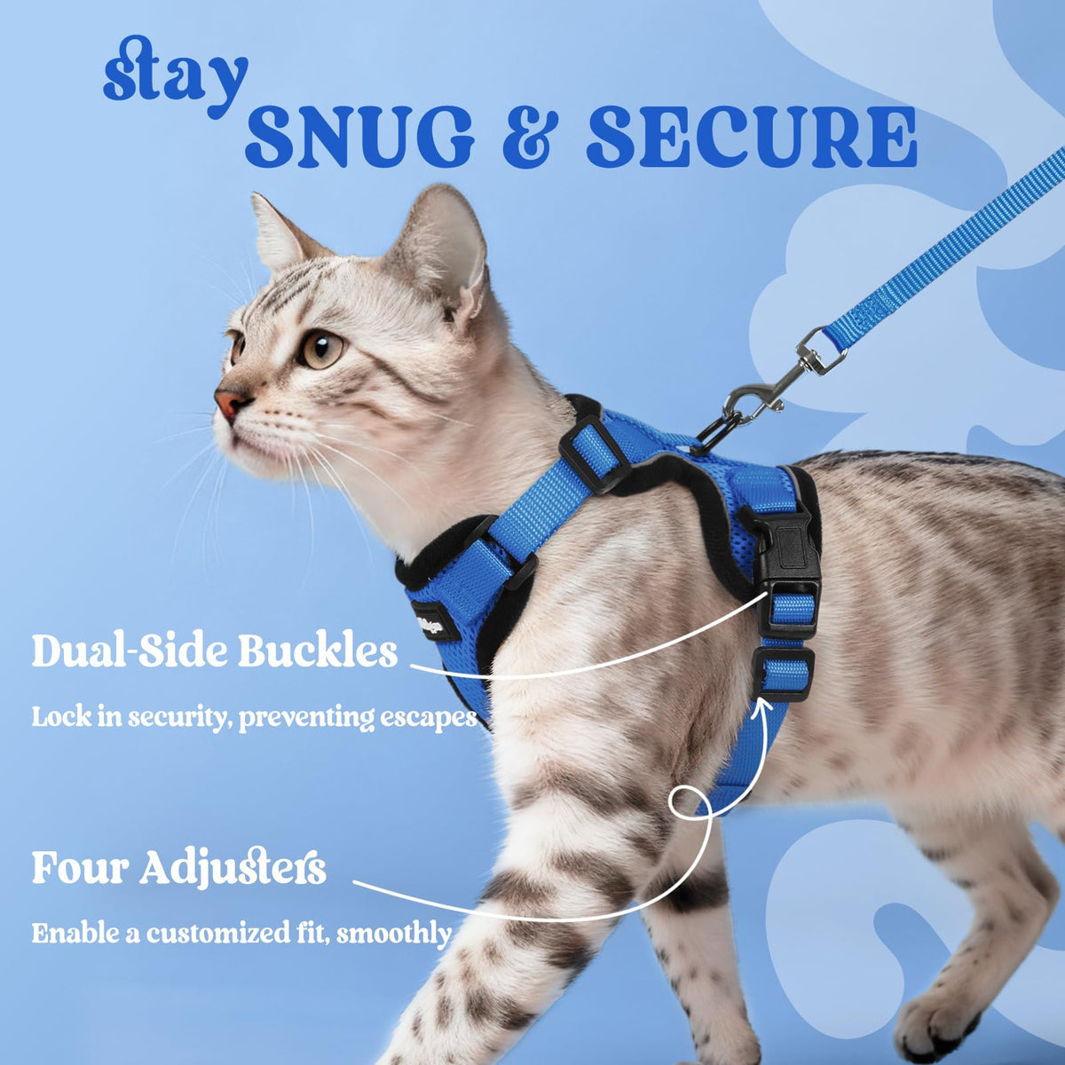 Cat Harness and Leash Set (Xs / Navy Blue)