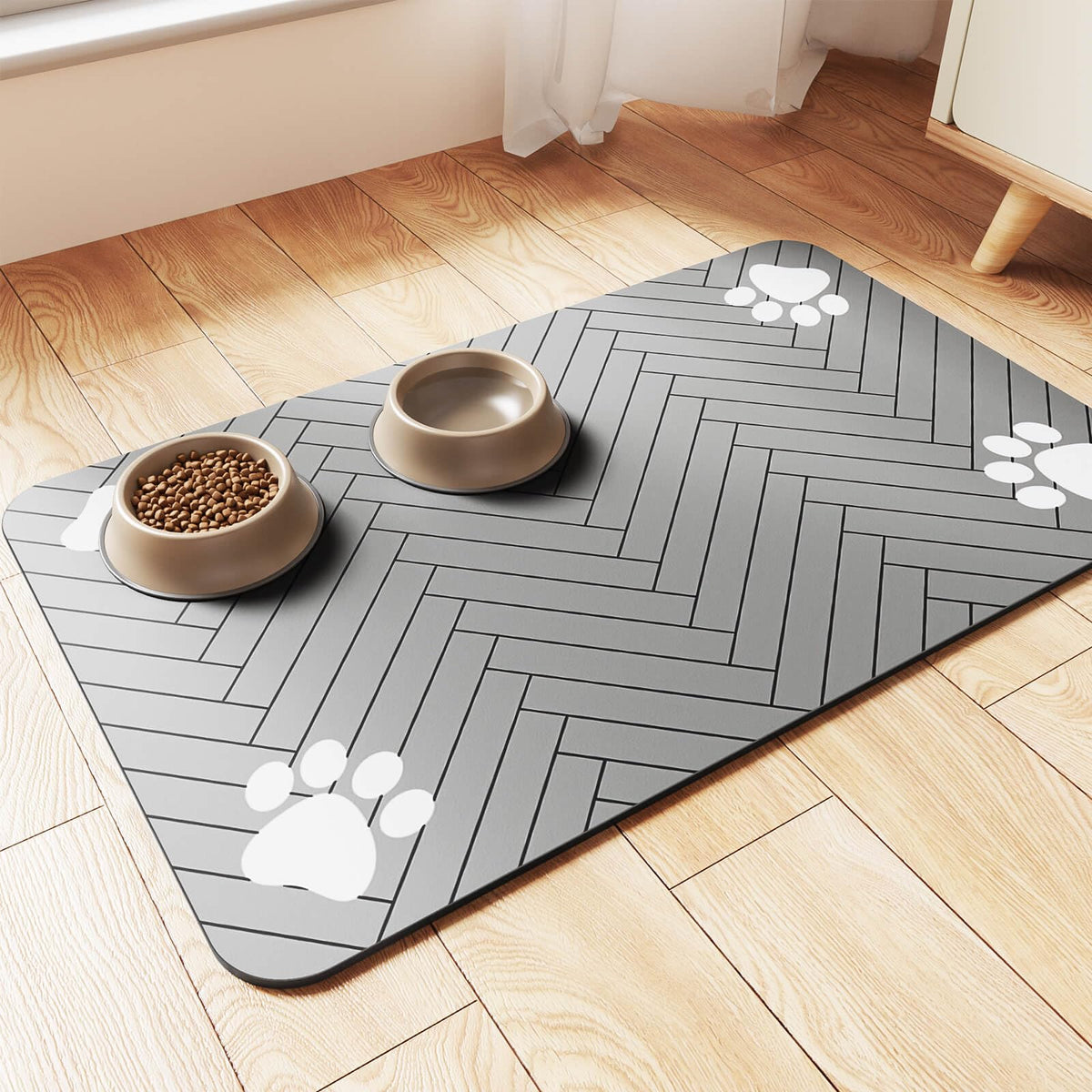 Pet Feeding Mat (Light Gray / 27"L x 17"W)