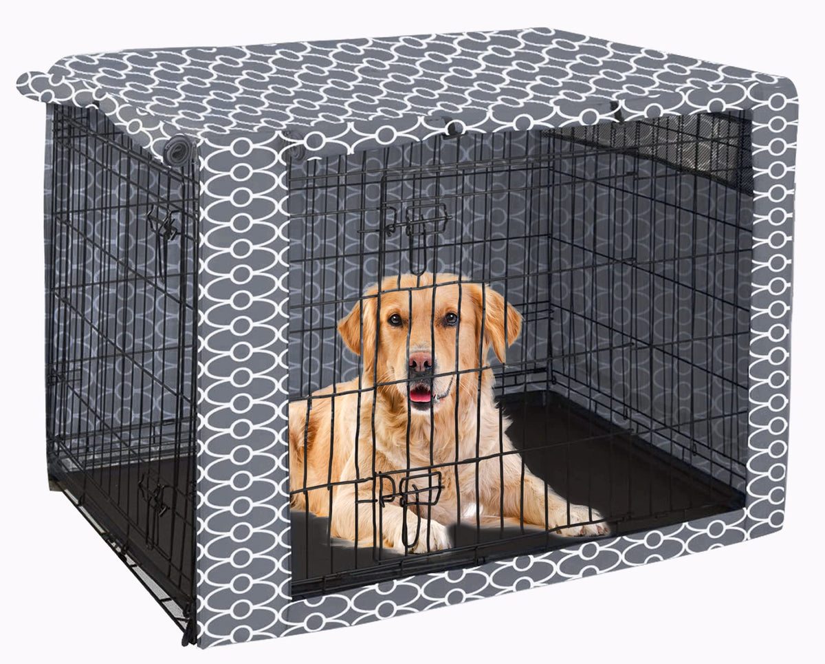 Dog Crate Cover Durable Polyester Pet Kennel Cover Universal Fit for Wire Dog Crate (48.0"L x 30.3"W x 32.0"H / Gray)
