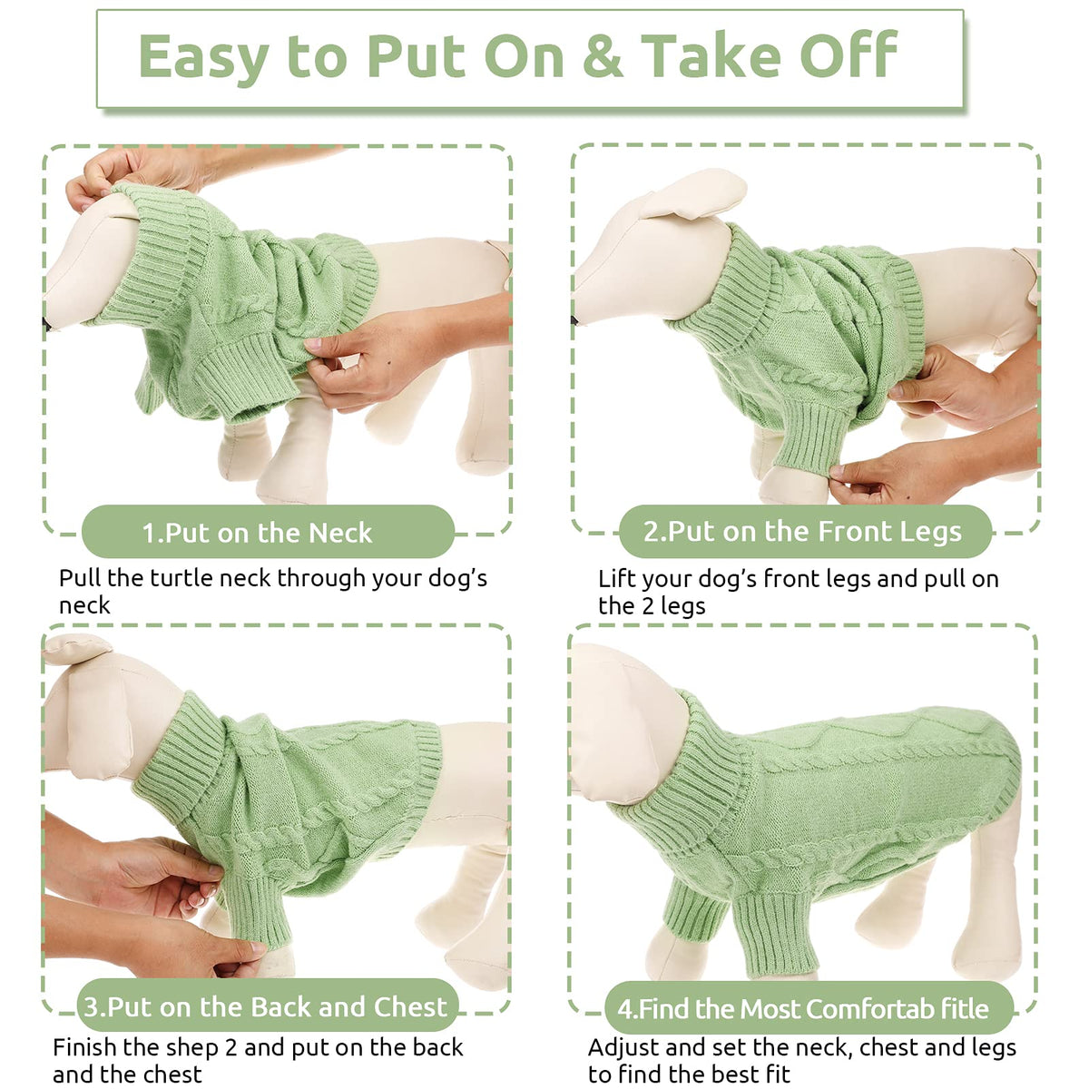 Small Dog Sweater for Small Dogs Boy (Small / Green)