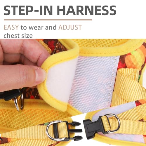 Dog Harness Collar and Leash Set No Pull for Small Medium Sized (Brown&Yellow (Fall) / S (CHEST 14.5"-16"))
