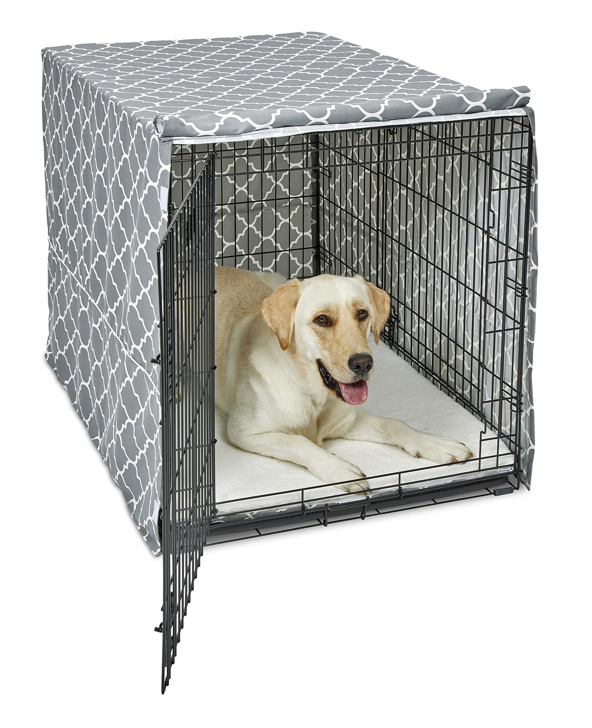 MidWest Homes for Pets Large Dog Crate Cover Featuring Teflon Fabric Protector (Designer Gray / 42 Inch)