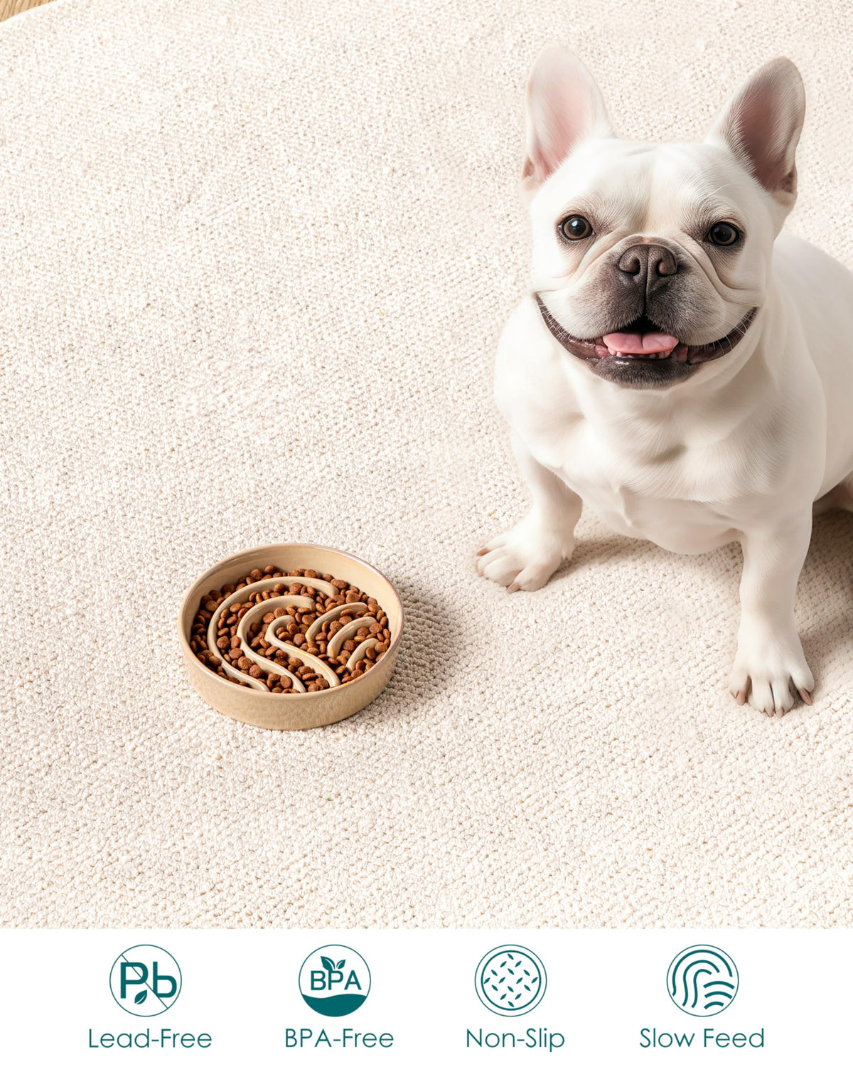 Slow Feeder Dog Bowl (Brown / 0.6 Cups)