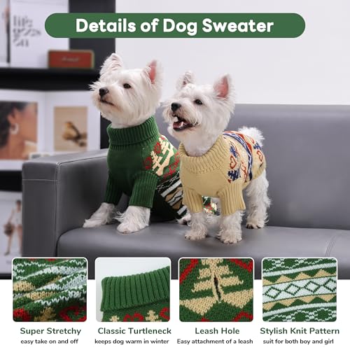 Ugly Christmas Dog Sweater with Leash Hole (X-Large / Green)