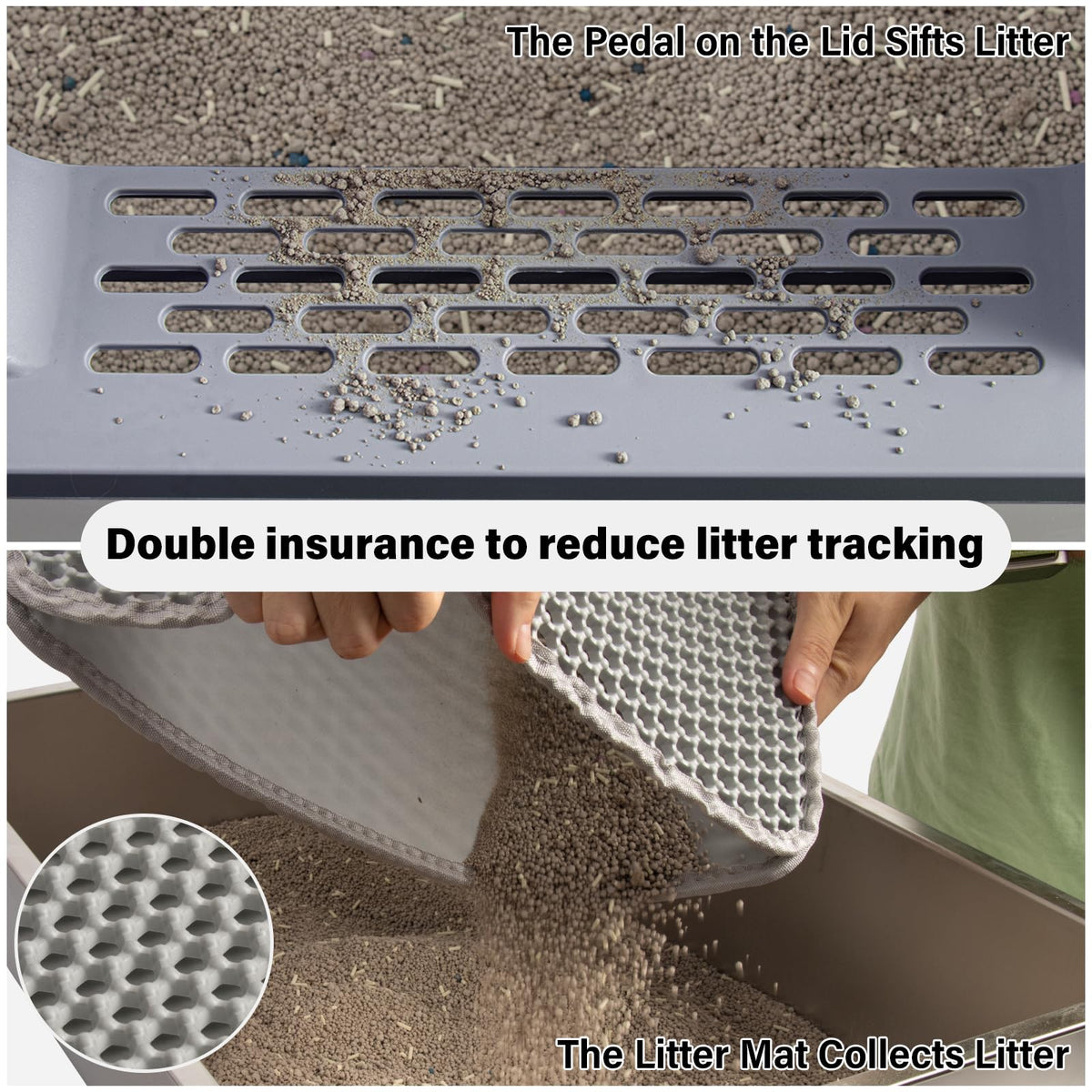 Stainless Steel Litter Box with Lid (23"×14.6"×10"Gray)
