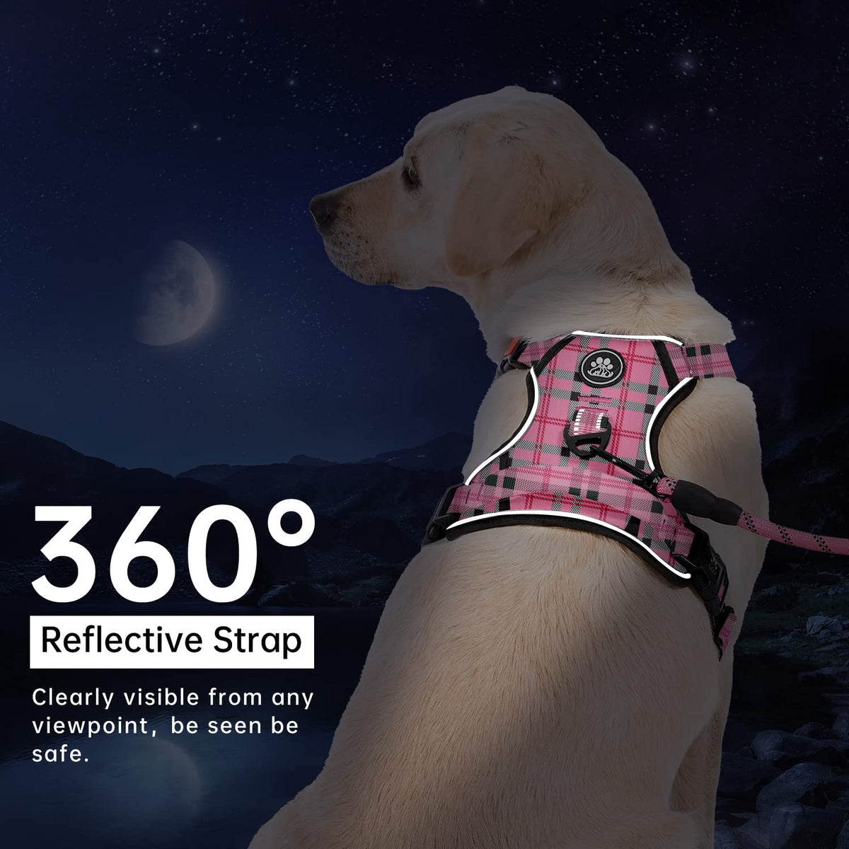 No Pull Dog Harness for Medium Dogs (Checkered Pink / Medium)