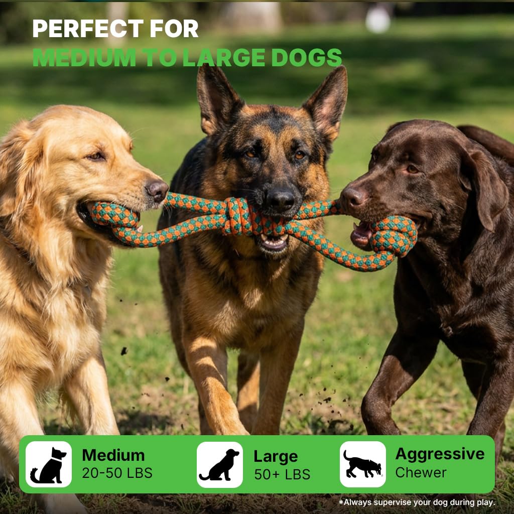 Dog Toys for Aggressive Chewers (Double Loop Tug)