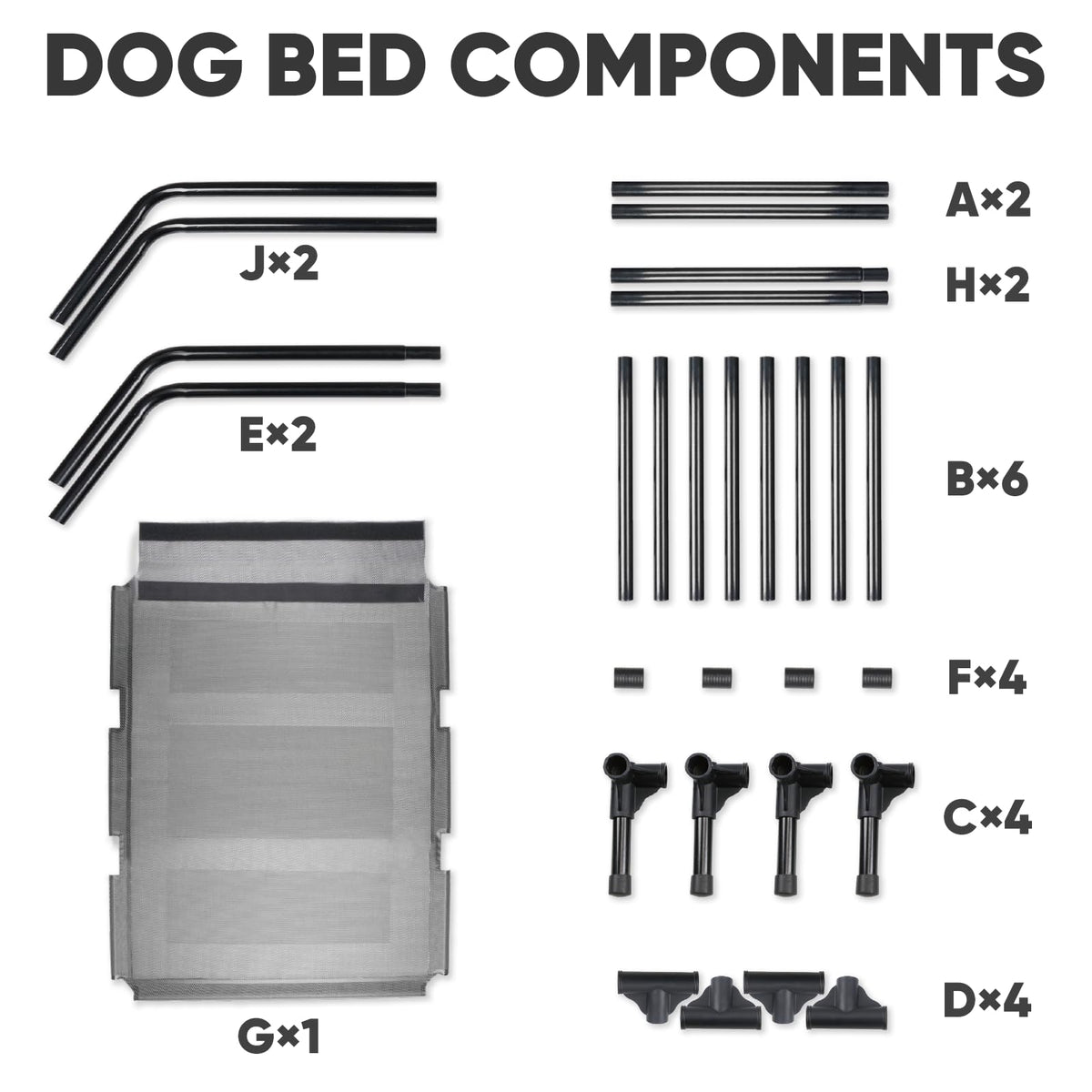 Elevated Dog Bed for Large Dogs 120lb (XL (48"L x 36"W x 9"H) / Grey)