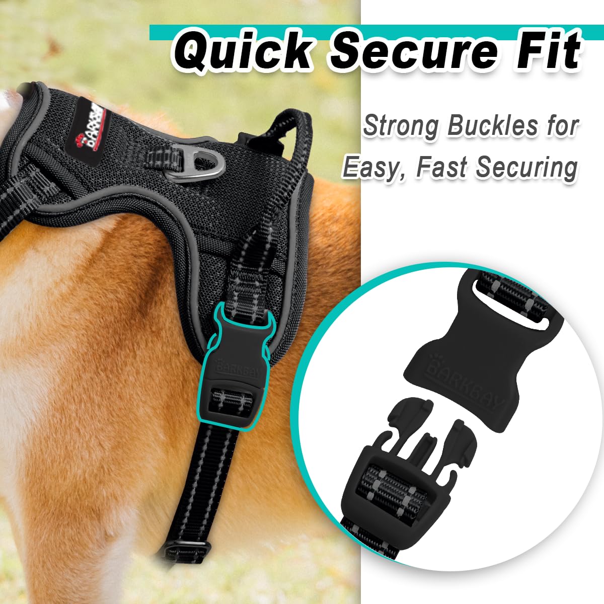 Dog Harness for Small Sized Dog No Pull Mesh 2 Clips Dog Vest (Black-Mesh / X-Small)