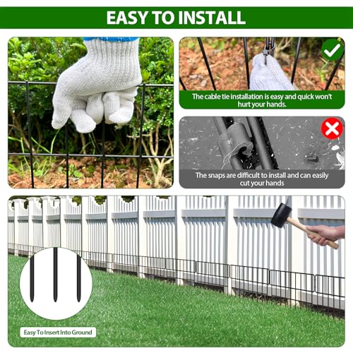 38 Panels Animal Barrier Fence (Black / 38 Panels-41.1ft(L)x12in(H))