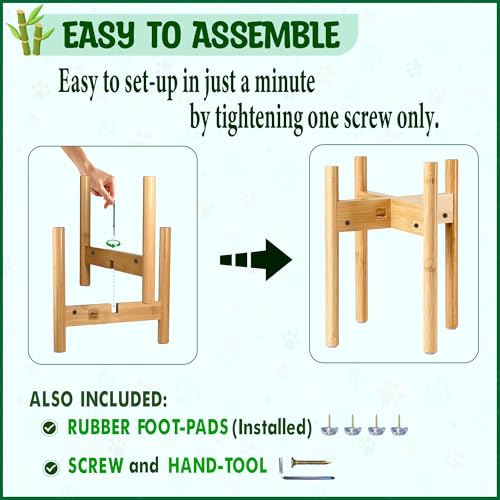 Dog Bowl Stand for Large Dogs (For Large Dogs - 14 inch Height / Bamboo)