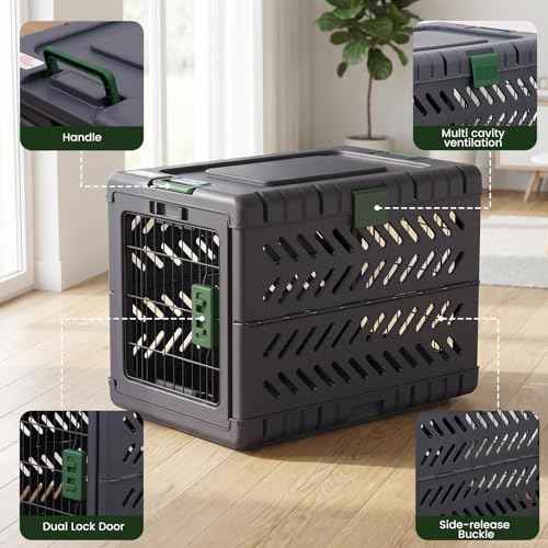 Collapsible Dog Crate for Small (Dark Grey / 28.0"L x 18.3"W x 20.9"H)