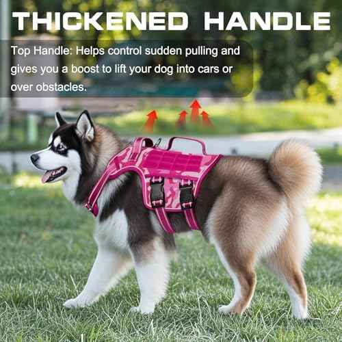 Dog Harness for Large Dogs (Pink Camo / XL(Neck:21-32",Chest:26-39"),75-135 lbs)