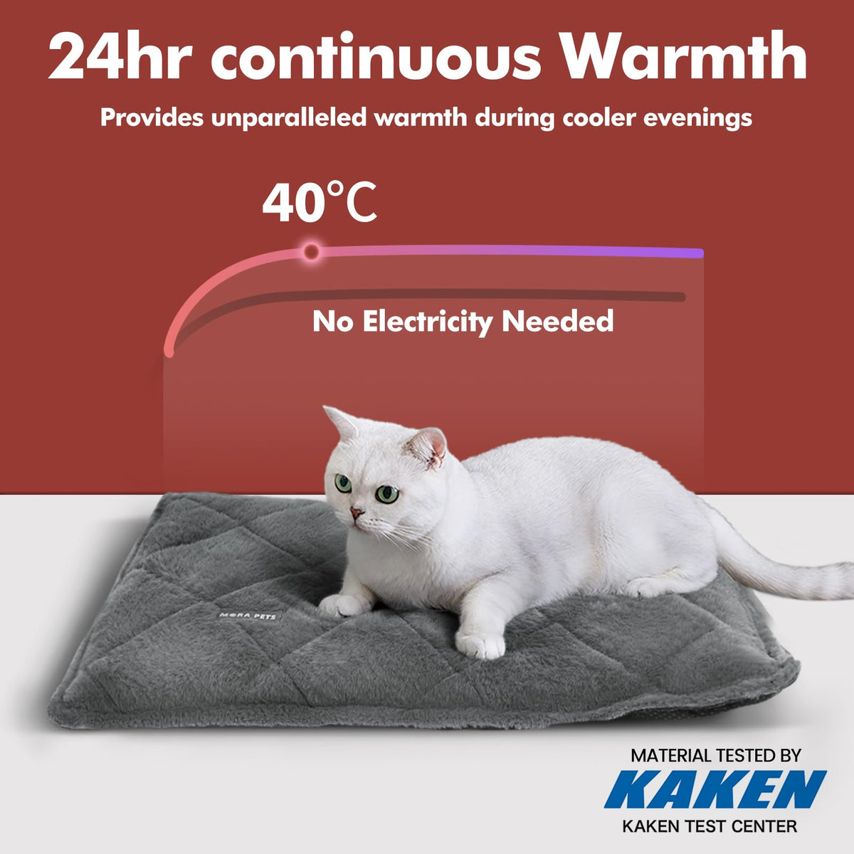 Self Heating Cat Bed (Fur Grey / 36"L x 24"W x 2"Th)