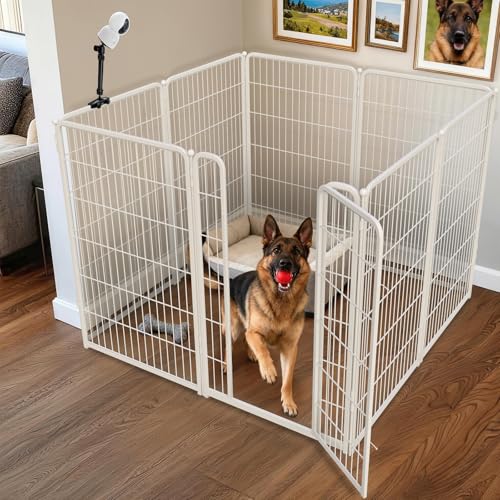 Homeplus Indoor Dog Playpen with Camera Mount (White / 45"H)