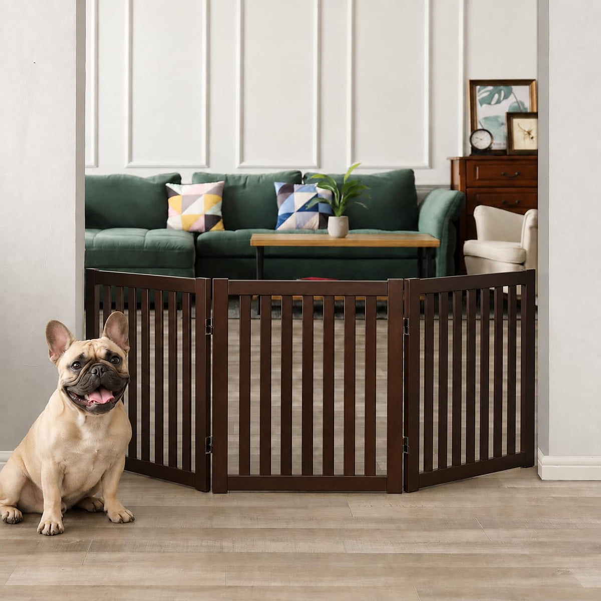 Freestanding Dog Gate (Espresso / 3 Panel 60" Wide)