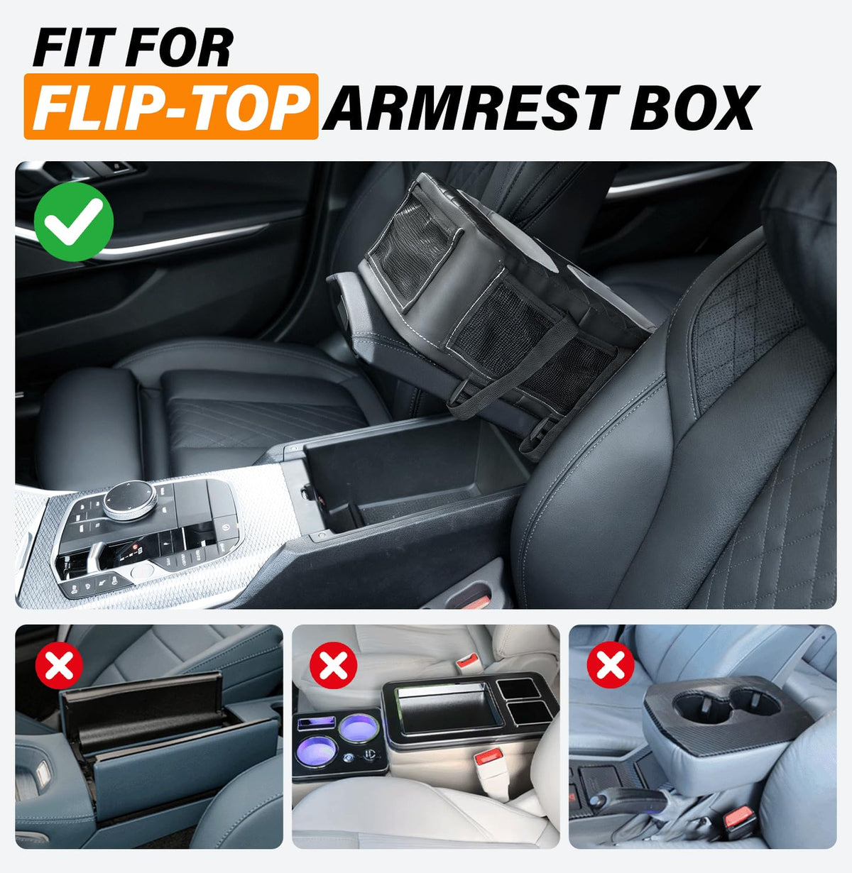 Universal Car Center Console Cup Holder Organizer Armrest Storage Box (12 X 8 X 5.3Inch)