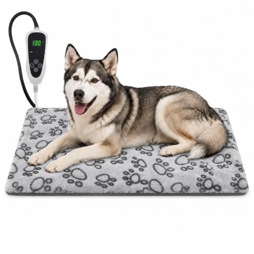 Large Dog Heating Pad 36x24 in with Normally Open Function (Grey / 36 x 24 in)