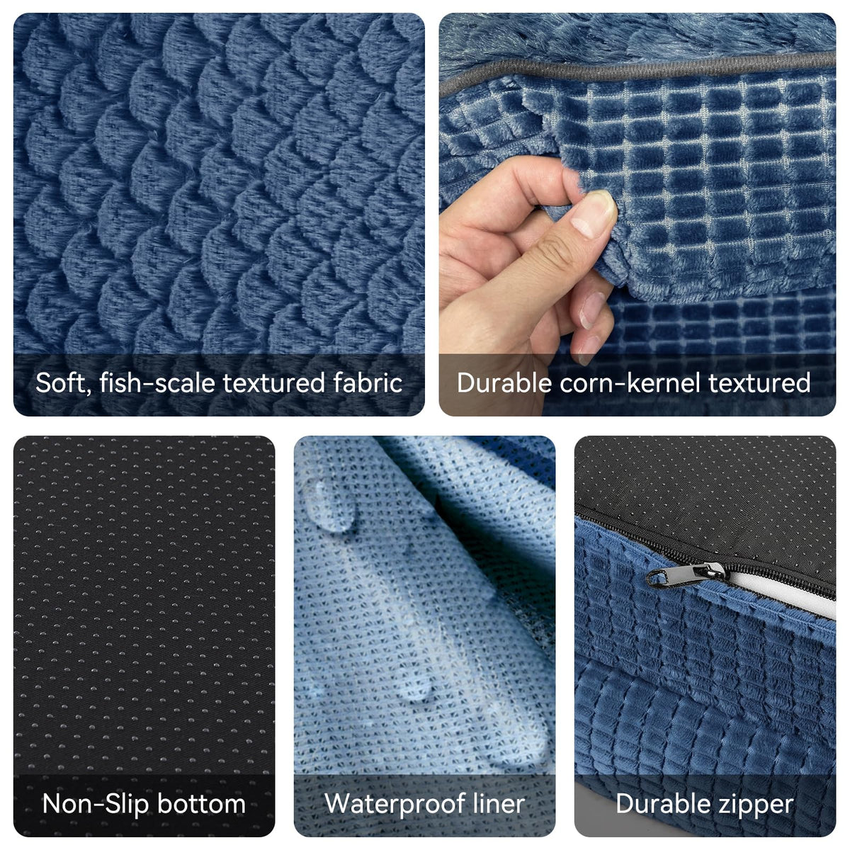 Orthopedic Dog Bed for Large Dogs (Navy Blue / 35"l X 25"w X 7.0"th)